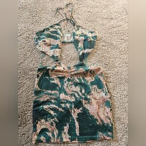 Trendy Halter Dress with Abstract Print